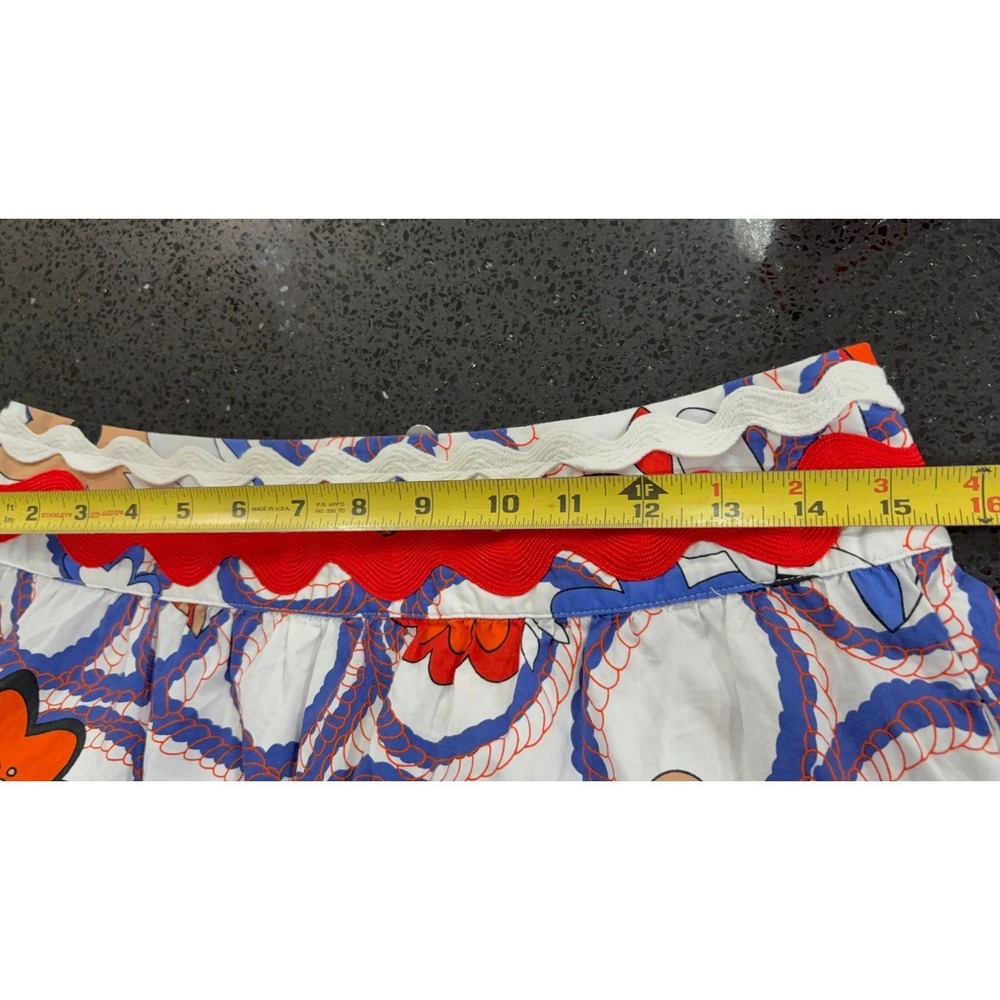 CeliaB Womens Floral Rope Print Tiered Maxi Skirt Rickrack Blue Red White Size M - Picture 5 of 7